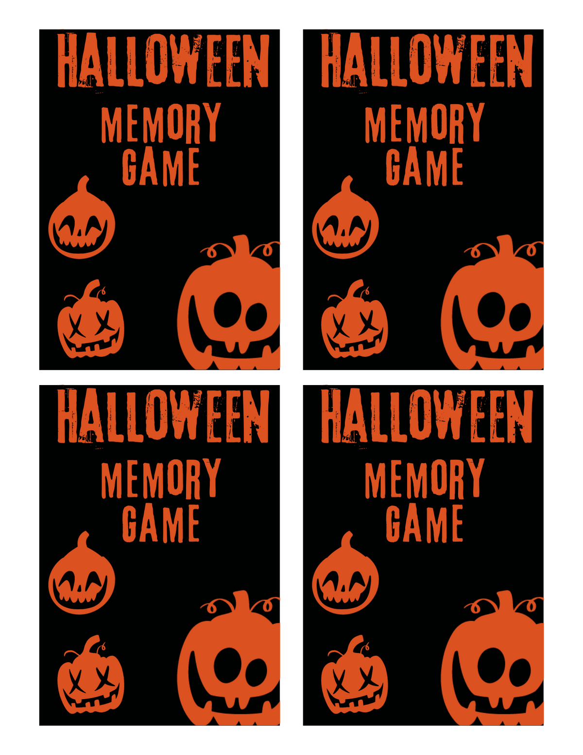 Halloween Memory Card Printable match game