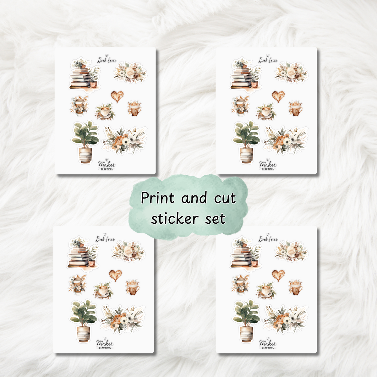 Book Lover Print & Cut Sticker Set